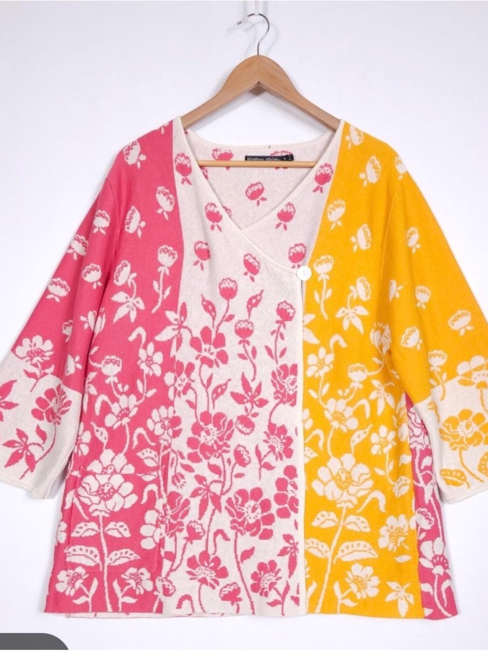 Gudrun Sjoden Wrap Cardigan Linen Cotton Floral size XL
